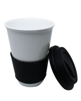 Vaso Térmico de Cerámica Tapa y Fajilla de Silicón 160